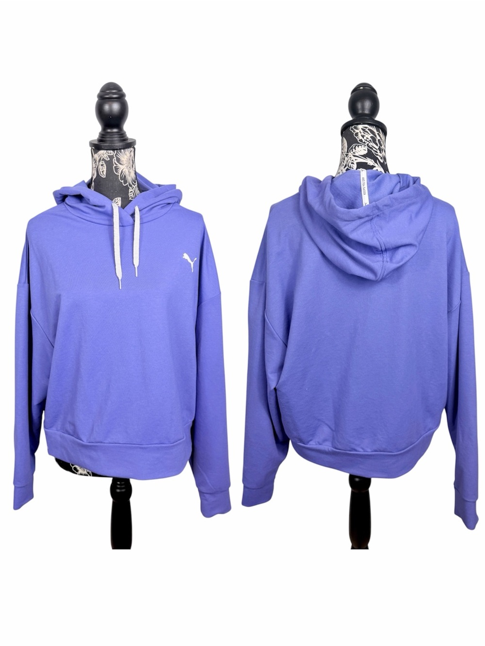 Puma purple cropped lightweight modern sport hoodie size large
